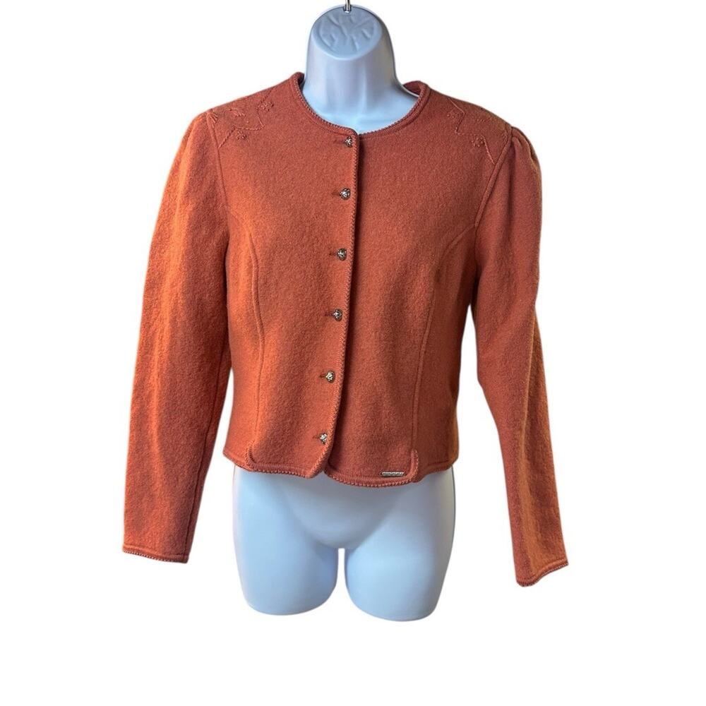 Geiger Austria Boiled Wool Jacket 42 Rust Alpine Button Front